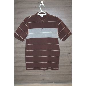 Lacoste Brown and Gray Striped Polo Shirt